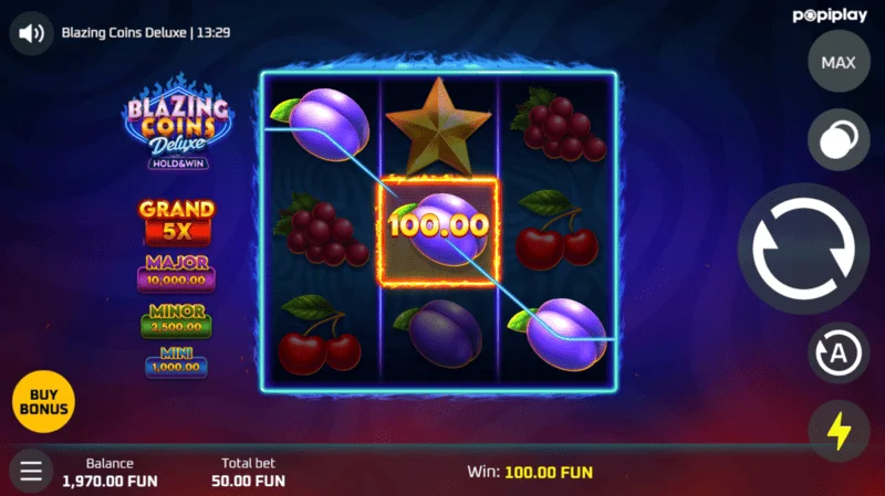 Blazing Coins Deluxe basisspelwinst