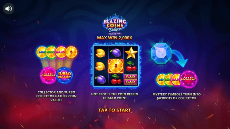 Blazing Coins Deluxe hoofdmenu
